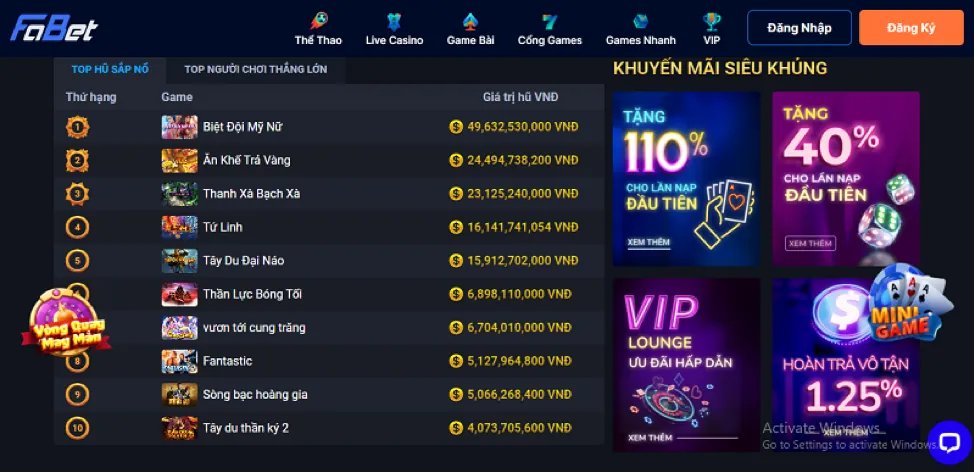 Chương trình VIP và ưu đãi độc quyền 58vin